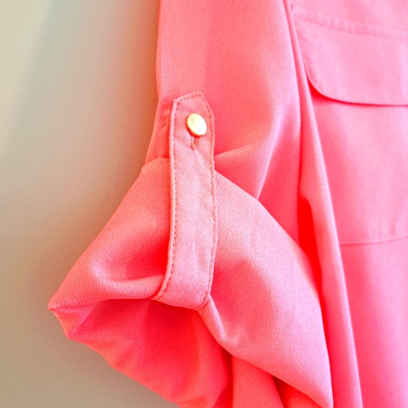 Premise Coral Button Down Career Blouse Size M. - Picture 3 of 8
